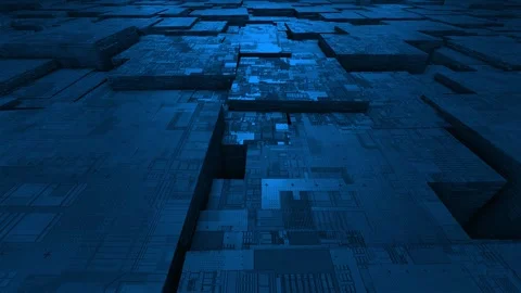 Computer chipset pattern 3d futuristic technology royal blue background Stock Footage 271325945