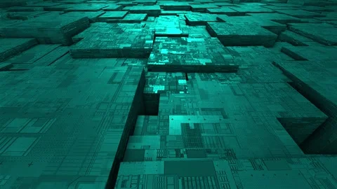 Computer chipset pattern 3d futuristic technology cyan background Stock Footage 271325949