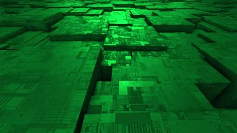 Computer chipset pattern 3d futuristic technology green background Stock Footage 271326044