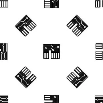 Computer chipset pattern seamless black Illustrazione stock