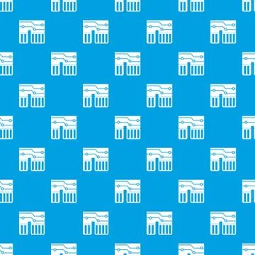 Computer chipset pattern seamless blue Illustrazione stock
