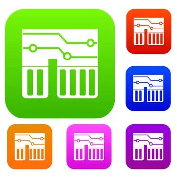 Computer chipset set color collection イラスト素材