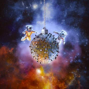 Computer Christmas ornament outer space Stock-Illustration