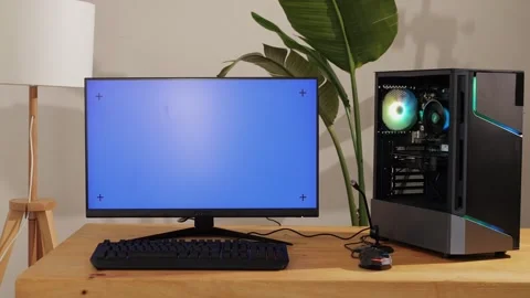 Computer with chroma key green screen on monitor. Gamer man playing in popular Stock Footage 270185930
