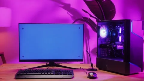 Computer with chroma key green screen on monitor. Gamer man playing in popular Stock Footage 270479675