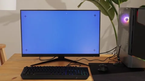 Computer with chroma key green screen on monitor. Gamer man playing in popular Stock Footage 270547380