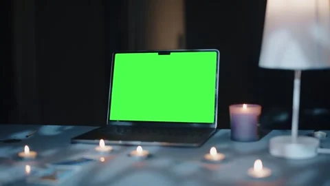 Computer with Chroma Key on Screen Video stock 295313444