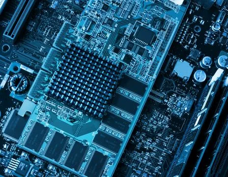 Computer circuit board and processors Stock Photos