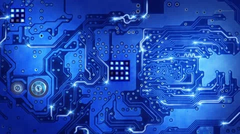 Computer circuit board blue loopable background Stock Footage