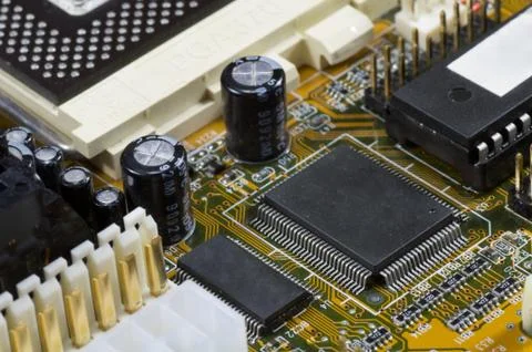 Computer circuit board with central processing unit Foto stock