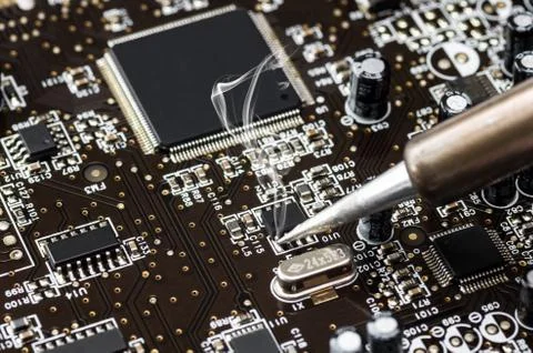 Computer circuit board with central processing unit Foto stock