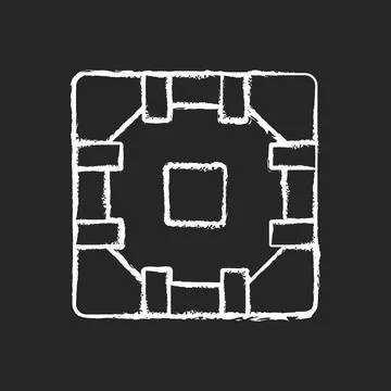Computer circuit board chalk white icon on black background Stockillustratie