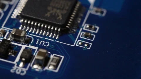 Computer circuit board close up , electronic technology background. Stock Footage