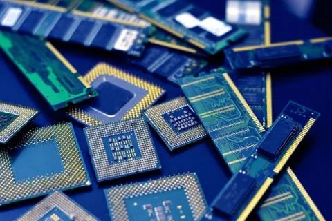 Computer circuit Board closeup Stock Photos