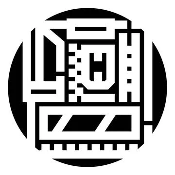 Computer circuit board component black and white icon Stock-Illustration