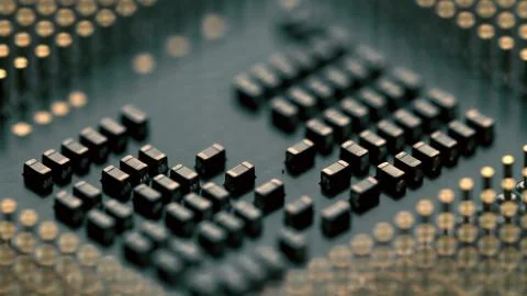 Computer circuit board components, macro shot Stock Photos