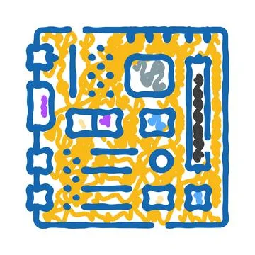 Computer circuit board connecting components illustration concept Stock Illustration