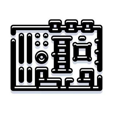 Computer circuit board connecting components for data processing Stock Illustration