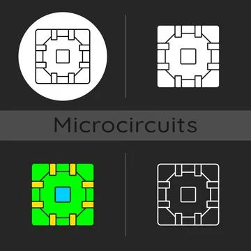 Computer circuit board dark theme icon Stock Illustration