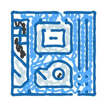 Computer circuit board digital technology electronics icon Stock Illustration