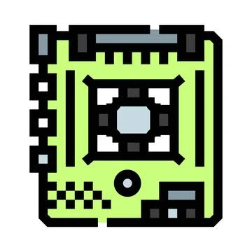 Computer circuit board electronic hardware processing technology icon Illustrazione stock