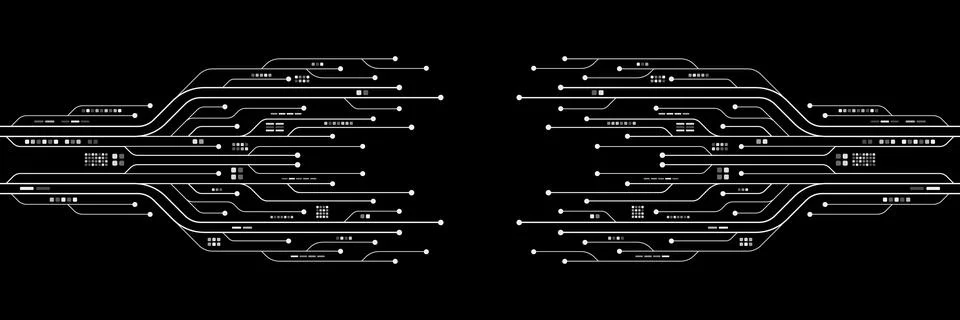 Computer circuit board with electronics details. Futuristic AI background Stock Illustration