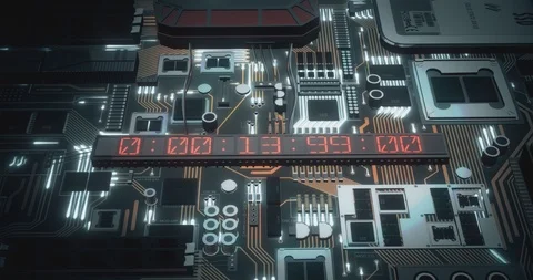 Computer circuit board with LED counting down Stock Footage 120573318