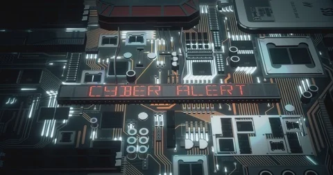 Computer circuit board with LED Cyber Alert Stock Footage 120578730