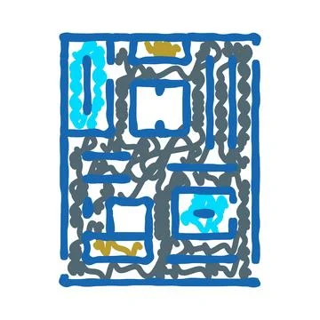 Computer circuit board line icon technology concept Stock Illustration