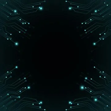 Computer circuit board. Luminous connectors are blue. Sci-fi technologies. Ve 库存插图