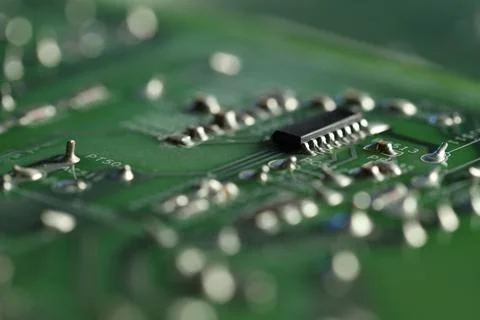 Computer circuit board, macro view. Electronic engineering Stock-Fotos