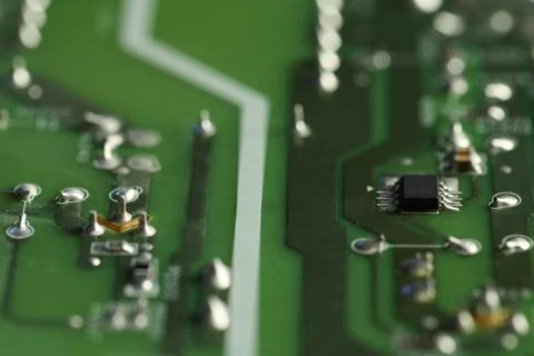 Computer circuit board, macro view. Electronic engineering Foto stock