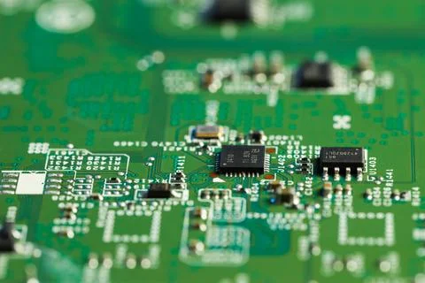 Computer circuit board, macro view. Electronic engineering Stock-Fotos