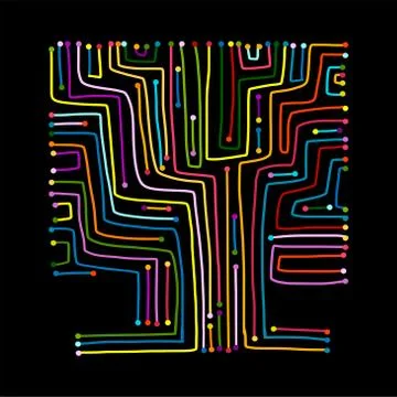 Computer circuit board tree shape design Illustrazione stock