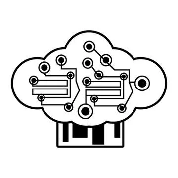 Computer circuit cloud electronic component linear イラスト素材