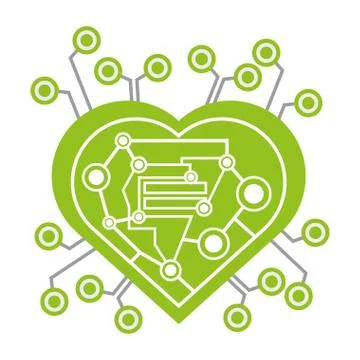 Computer circuit heart electronic component Illustrazione stock