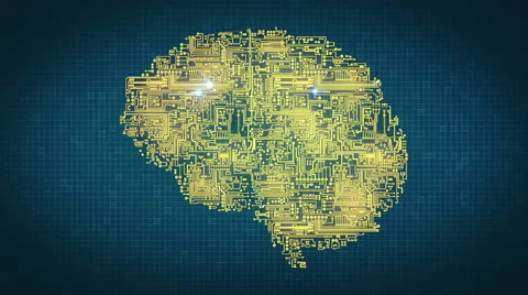 Computer Circuitry Brain in Gold Video stock 62063433