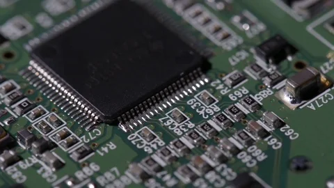 Computer circuits hardware. Motherboard part, chips, connections, circuit boards Stock Footage 80288225