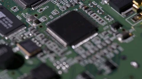 Computer circuits hardware. Motherboard part, chips, connections, circuit boards Stock Footage 80288228