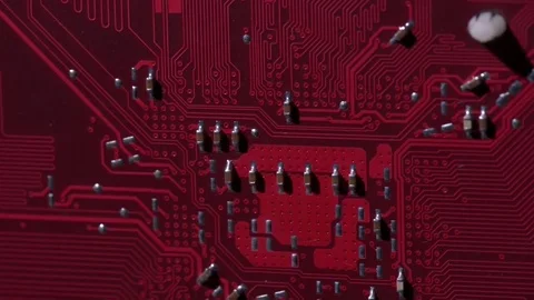 Computer circuits hardware. Motherboard part, chips, connections, circuit boards Stock Footage 80288244