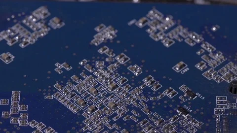 Computer circuits hardware. Motherboard part, chips, connections, circuit boards Stock Footage 80288275