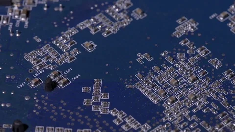Computer circuits hardware. Motherboard part, chips, connections, circuit boards Stock Footage 80288289