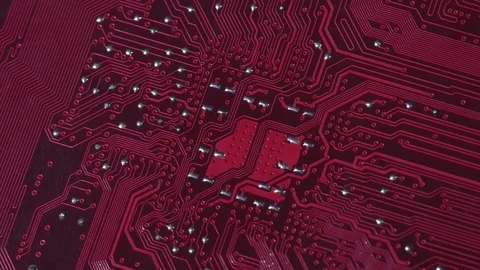 Computer circuits hardware. Motherboard part, chips, connections, circuit boards Stock Footage 80288303