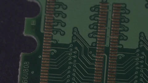 Computer circuits hardware. Motherboard part, chips, connections, circuit boards Stock Footage 80288314