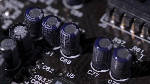 Computer circuits hardware. Motherboard part, chips, connections, circuit boards Stock Footage 80634339
