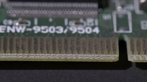 Computer circuits hardware. Motherboard part, chips, connections, circuit boards Stock Footage 80634344