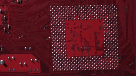 Computer circuits hardware. Motherboard part, chips, connections, circuit boards Stock Footage 80634349