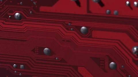 Computer circuits hardware. Motherboard part, chips, connections, circuit boards Stock Footage