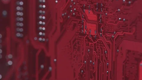 Computer circuits hardware. Motherboard part, chips, connections, circuit boards Stock Footage 80634355