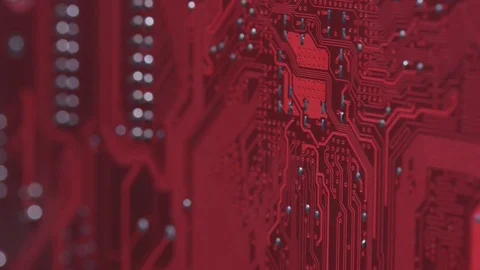 Computer circuits hardware. Motherboard part, chips, connections, circuit boards Stock Footage 80634361